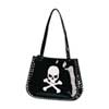 Black White Skull Patent Handbag