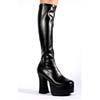 SLICK-100 Black PU Platform Boots
