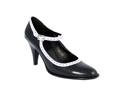 BETTY-01 Black/White Heels - Retro Shoes and Boots : gothic shoes betty01 blackwhite heels gothic clothing platform heels steampunk