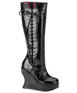 BRAVO-100 Black Wedge Boots