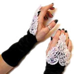 Velvet short f-loop lolita gloves-White