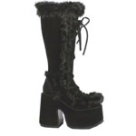 CAMEL-311 Black Fur Boots