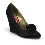 CAMILLE-01 Black Satin Wedges