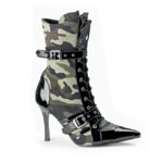 DARING-1022 Green Camo/Black Patent Boots