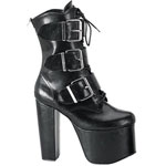 TORMENT-703 Black Buckle Boots