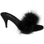 AMOUR-03 Black Feather Heels