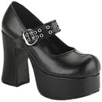 CHARADE-05 Black Platform Heels
