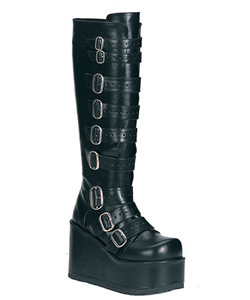 CONCORD-108 Boots Black Buckled - Demonia boots and shoes