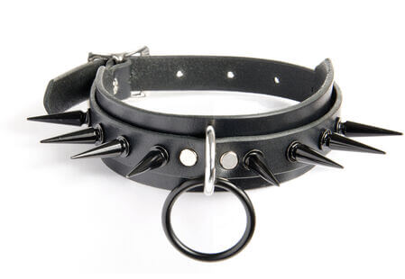 Black Spikes and Black O-Ring Leather Choker