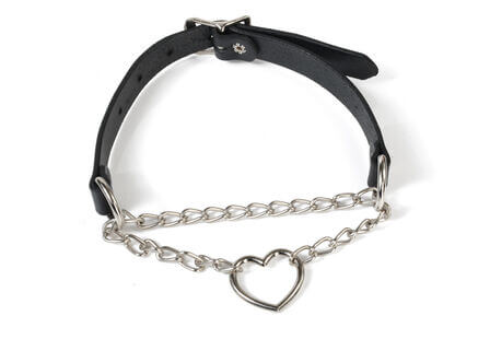 Heart and Chain Leather Choker